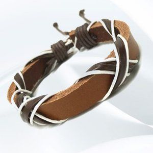 Woven Mens Leather Bracelet